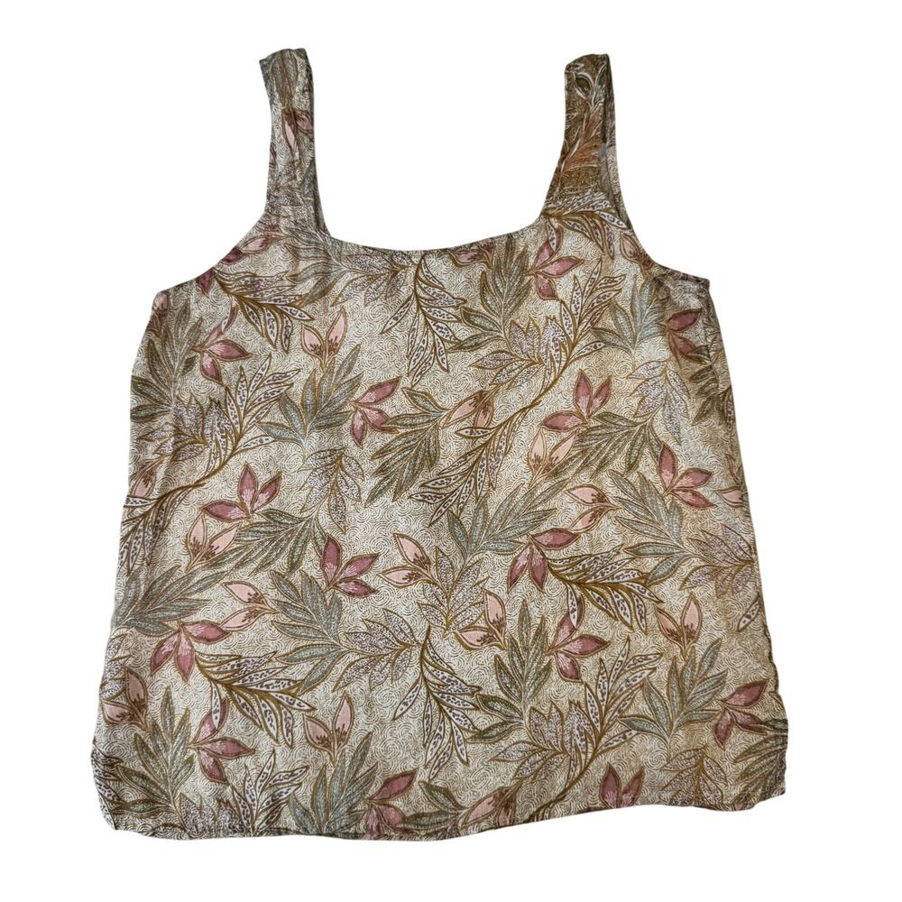 Cynthia Rowley Linen Tank Top Botanical Print Boho Large Poetcore Cruise Resort - Picture 3 of 10